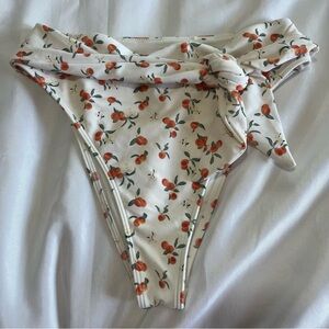 A&F High Rise Cheeky Orange Print Tie Belt Womens Bikini Bottoms Small